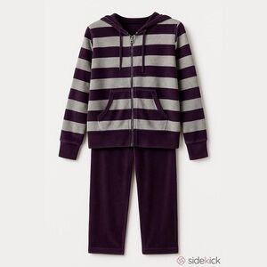 Calvin Klein Purple and Gray Striped Jumpsuit